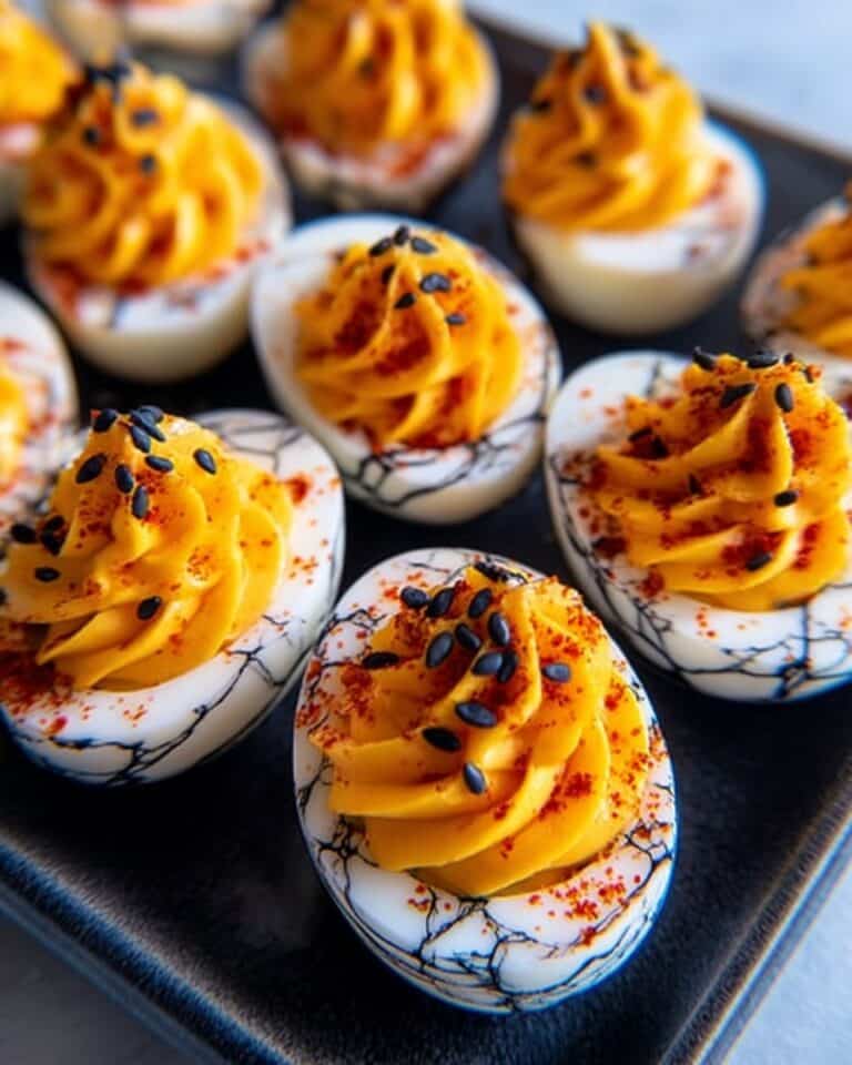 Spooky Spiderweb Deviled Eggs Recipe