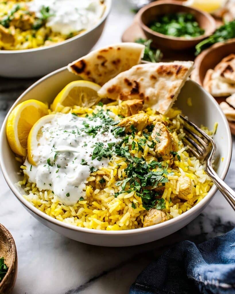 Dump-and-Bake Chicken Tzatziki and Rice Recipe