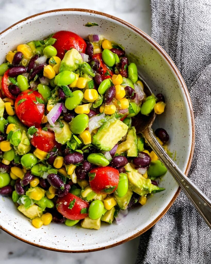 Edamame Salad with Corn, Black Beans, and Avocado Recipe