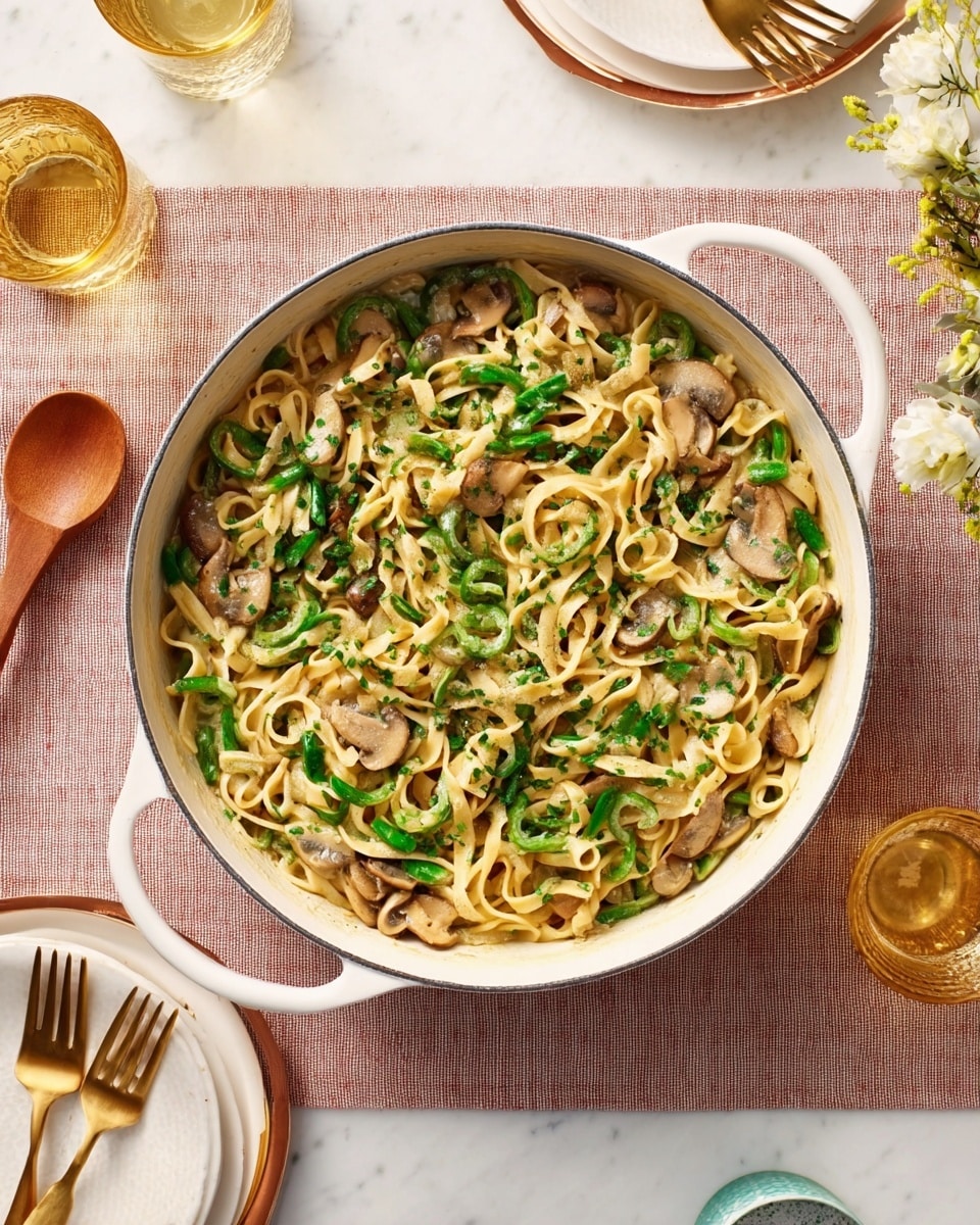 The image shows a black cast iron skillet filled with a layered dish resting on a white marbled surface. The bottom layer consists of bright green vegetables, likely spinach or kale, evenly spread across the pan. On top of this green layer, there is a generous amount of golden-brown crispy fried onions, giving a crunchy texture with light and dark brown curls. The skillet handle is off to the right side, and the overall look is fresh with contrasting colors. Photo taken with an iphone --ar 4:5 --v 7