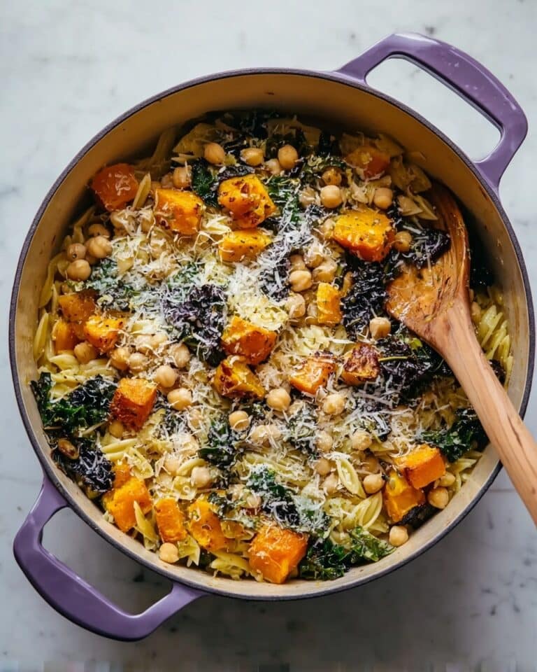 One Pot Fall Vegetable Orzo and Chickpeas Recipe