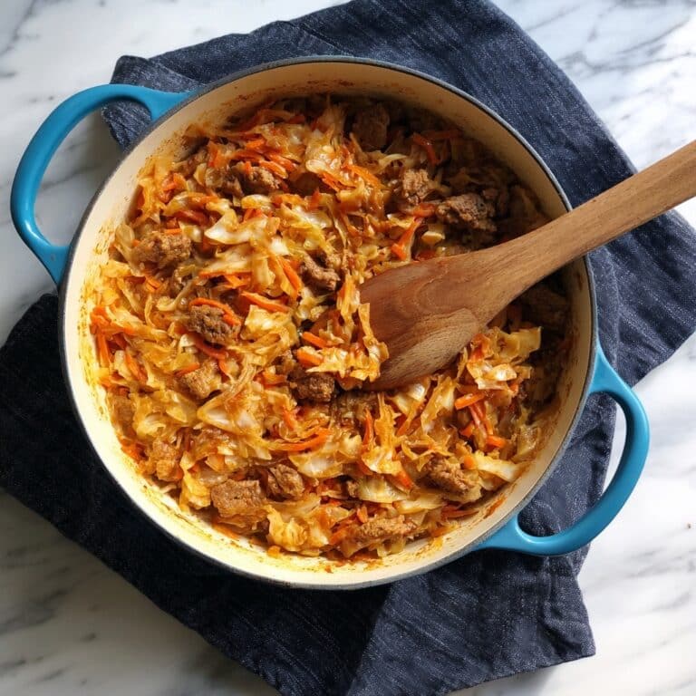 Braised Cabbage with Savory Beef and Tomato Cream Recipe