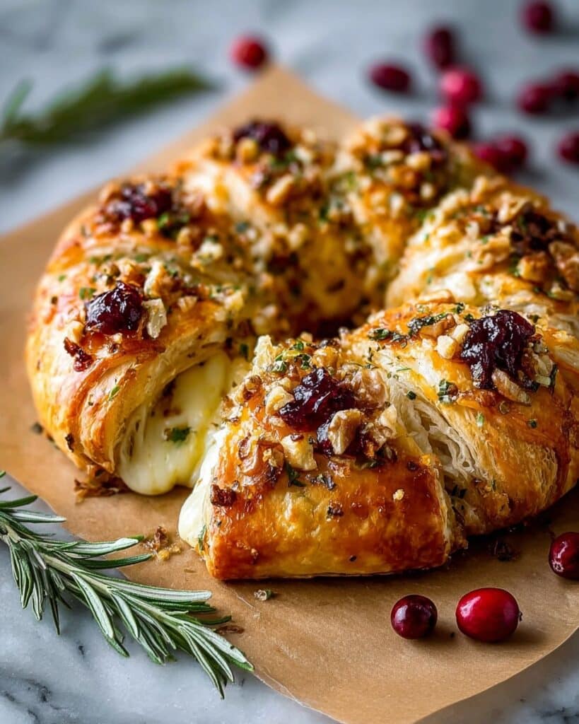 Brie Cheese and Cranberry Christmas Wreath Recipe