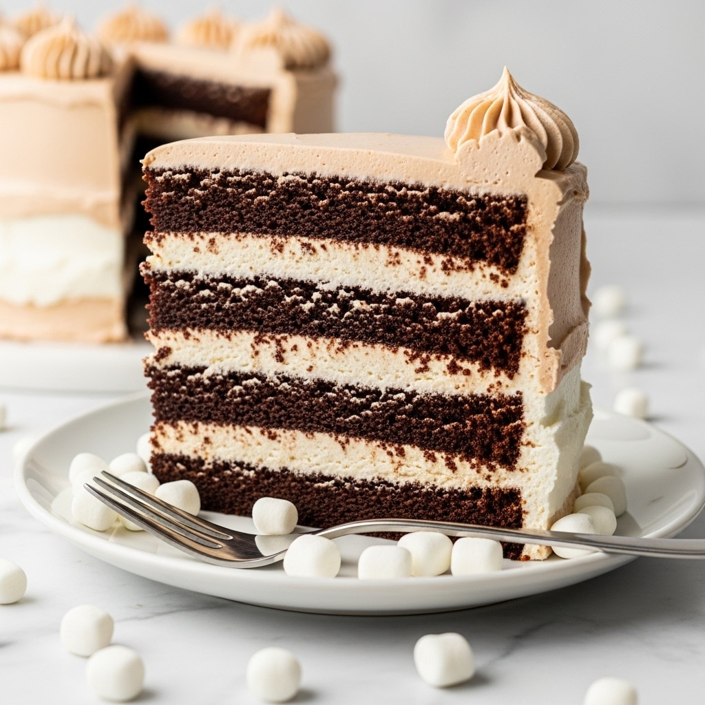 Hot Chocolate Cake with Marshmallow Frosting and Chocolate Chips Recipe