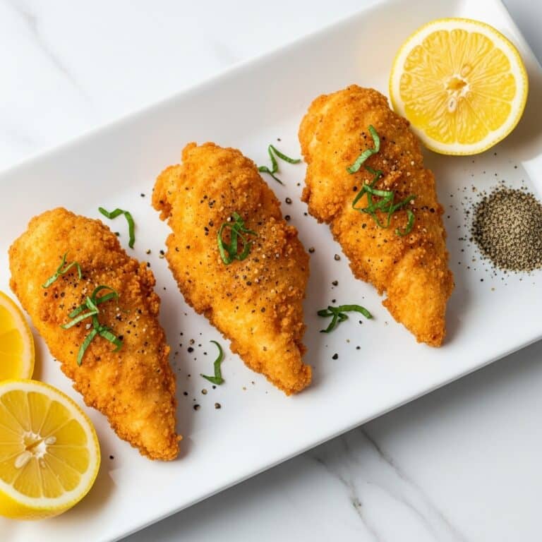 Crispy Lemon Pepper Fried Chicken Tenders with Lemon Pepper Sauce Recipe