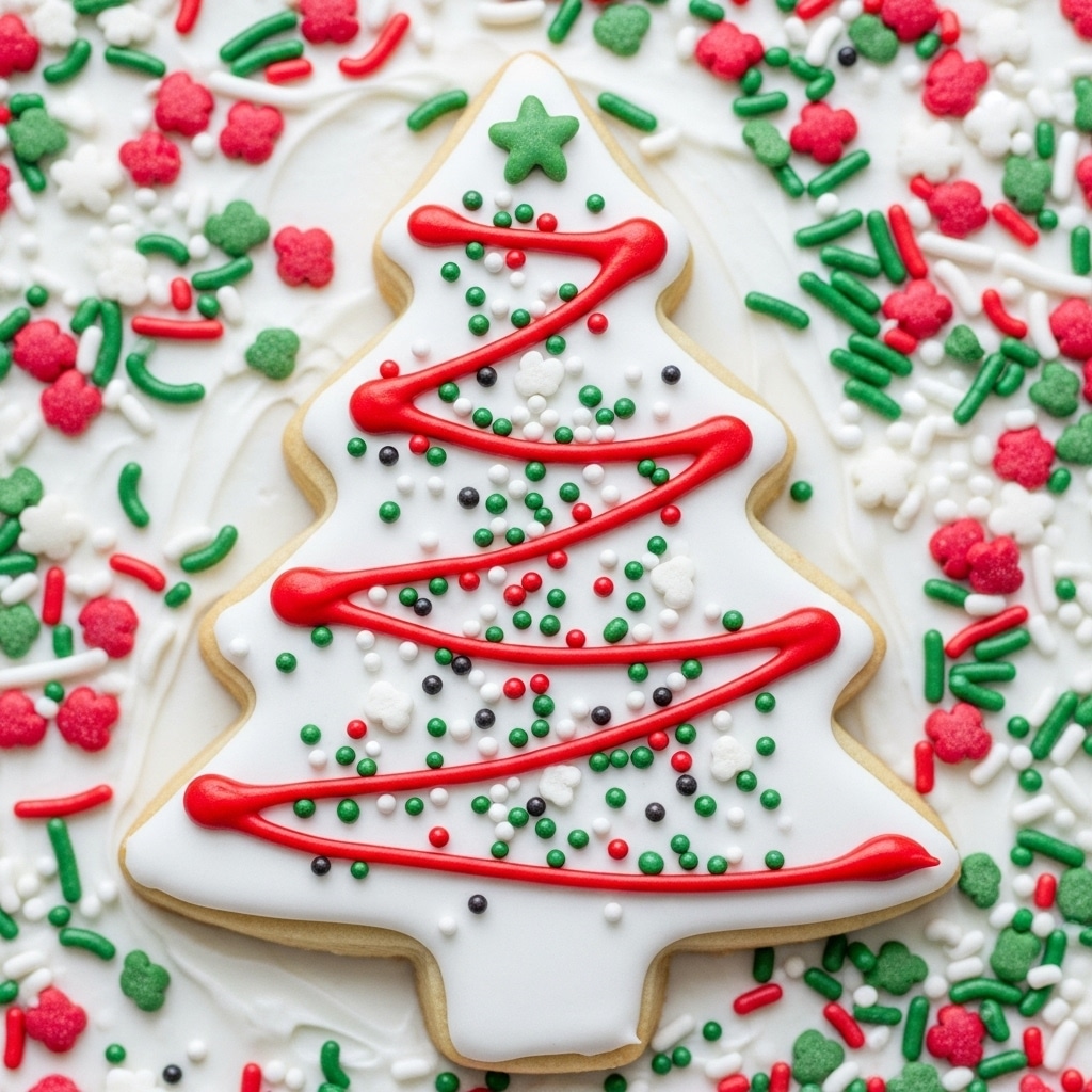 The image shows a close-up view of a slice of cake with two visible layers. The bottom layer is thick and creamy, light beige in color with a soft texture and small colorful bits embedded inside. Above it is a thinner white frosting layer covered with festive red and green sprinkles scattered on top. The cake's edge is slightly rough, highlighting the creaminess of the frosting and the softness of the cake. The cake rests on a white marbled surface. Photo taken with an iphone --ar 4:5 --v 7