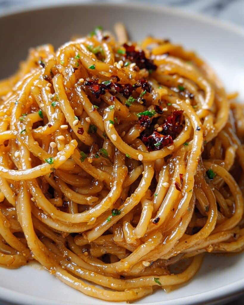 Caramelized Onion Pasta with Chili Oil: A Sweet and Spicy Flavor Bomb Recipe