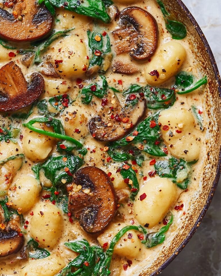 Creamy Mushroom and Spinach Gnocchi Skillet Recipe