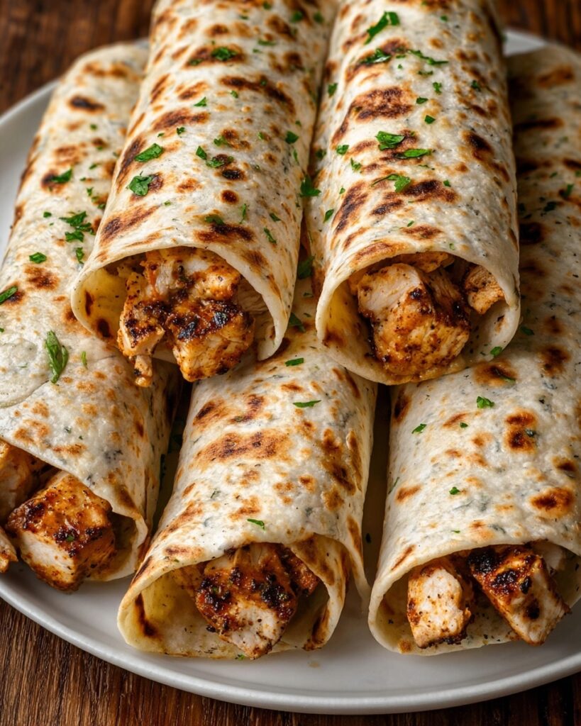 Garlicky Cheesy Chicken Wraps Recipe