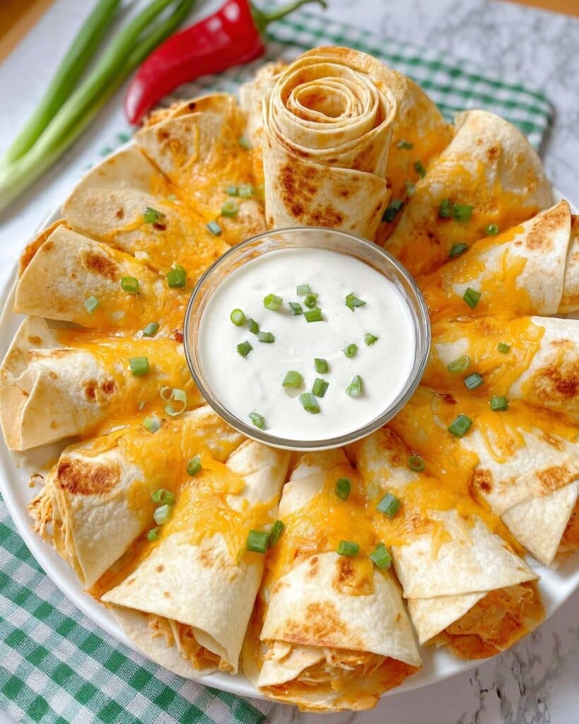 Pull-Apart Chicken and Cheese Quesadilla Ring Recipe