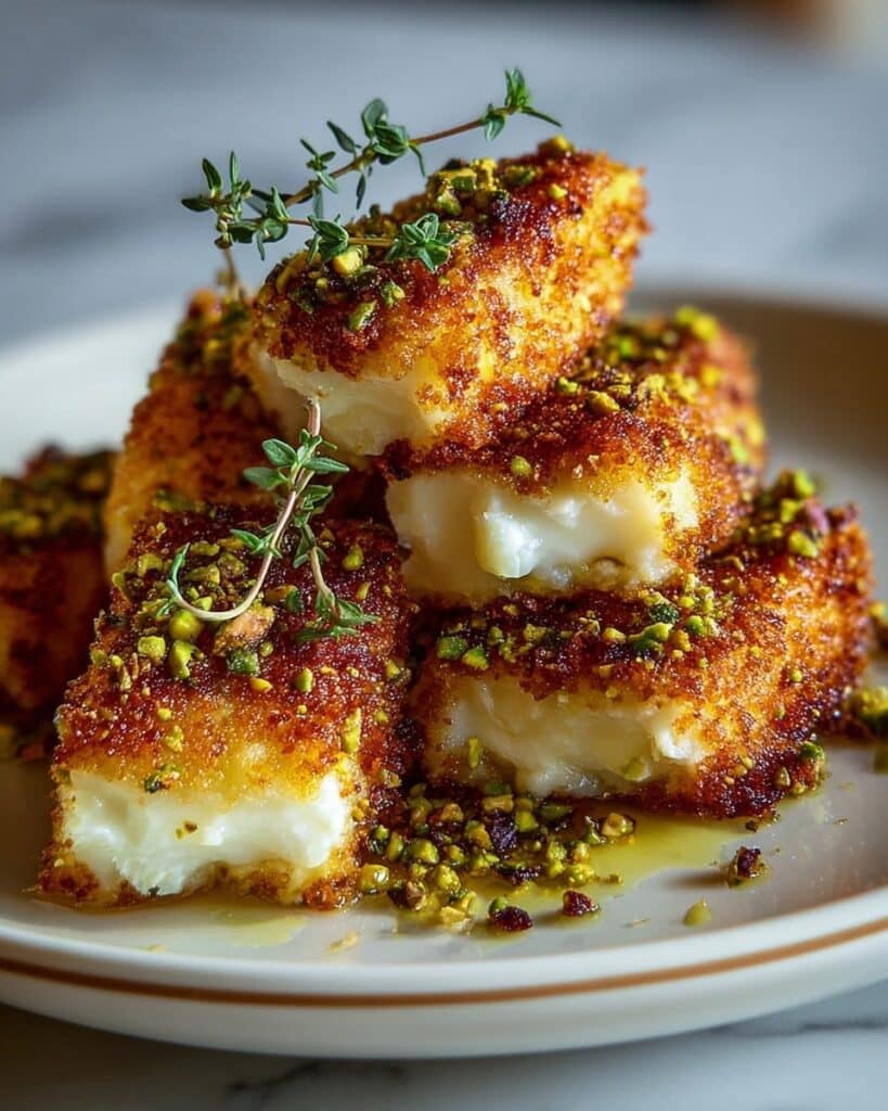 Pistachio-Crusted Halloumi with Honey and Thyme Recipe