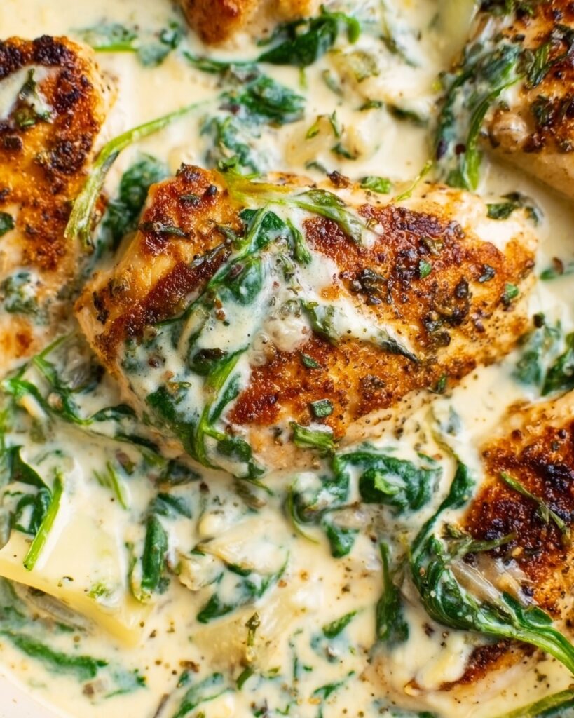 Creamy Spinach Artichoke Chicken Skillet Recipe