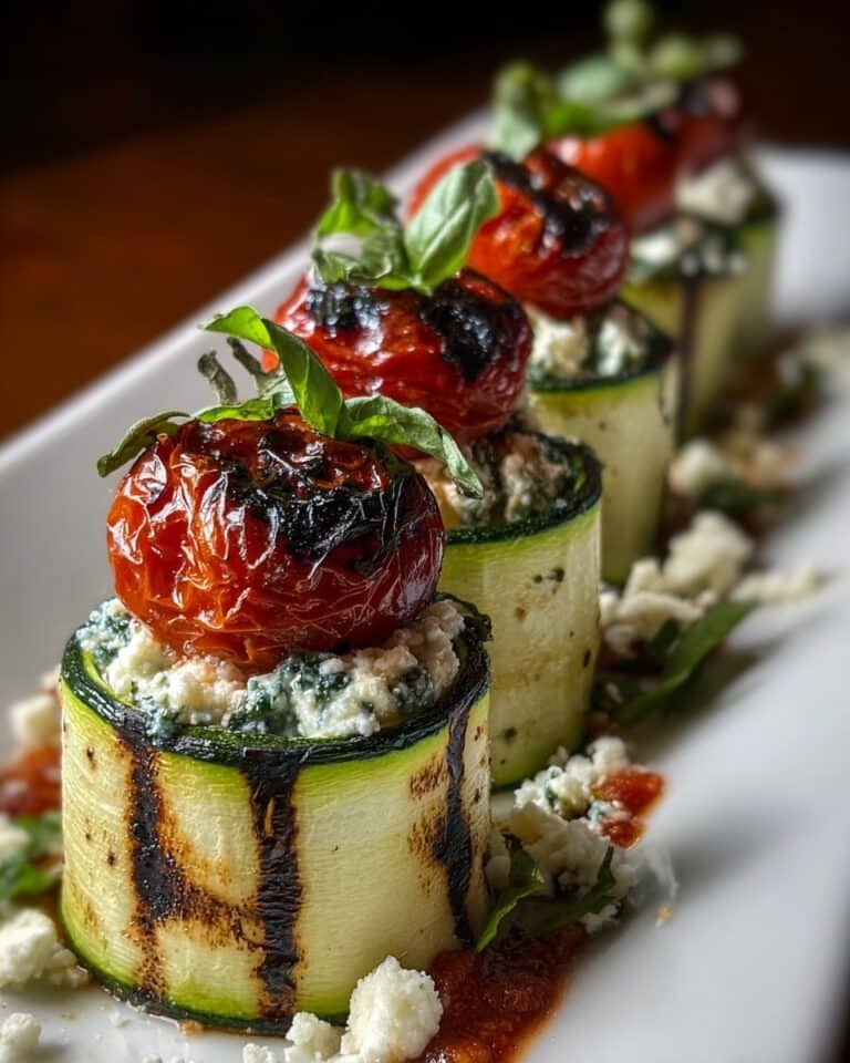 Lemon-Basil Ricotta Zucchini Rollups with Slow Roasted Tomatoes Recipe