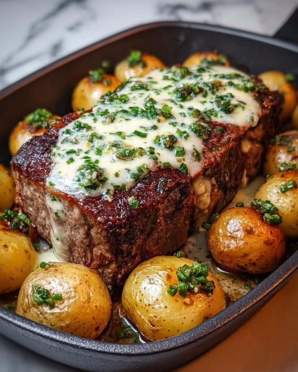 Creamy Garlic Butter Steak with Roasted Baby Potatoes Recipe