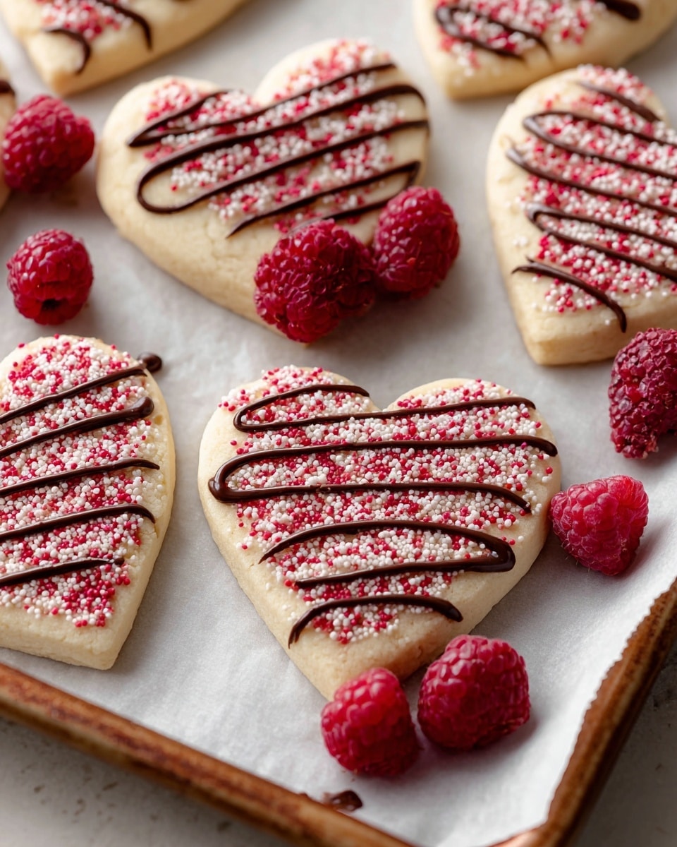 Round cookies are shown, each divided into two equal halves by color and texture. One half of each cookie has a deep red, rough, sugary coating with larger sugar crystals that sparkle and reflect light. The other half is pale pink, with a smooth base sprinkled and lined with small pink sugar crystals in parallel diagonal stripes. The cookies are placed closely together on a white marbled surface. The contrast between the dark red textured side and the soft pink striped side is clear and eye-catching. Photo taken with an iphone --ar 4:5 --v 7