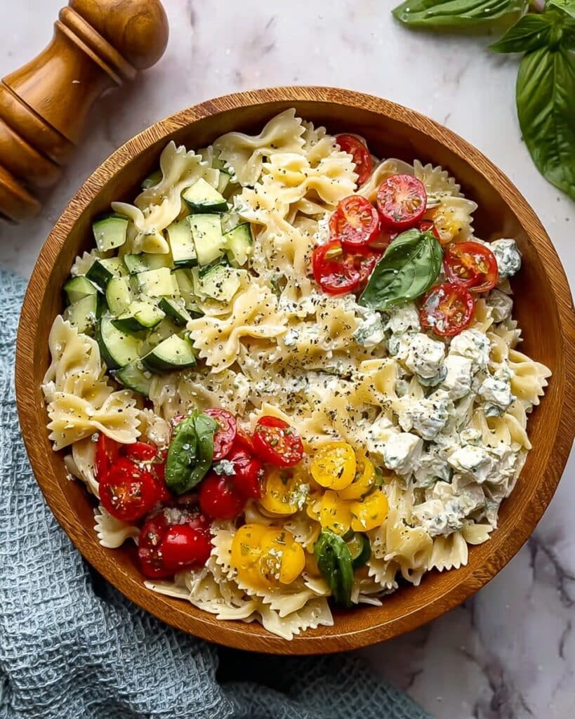 High Protein Cottage Cheese Pasta Salad Recipe