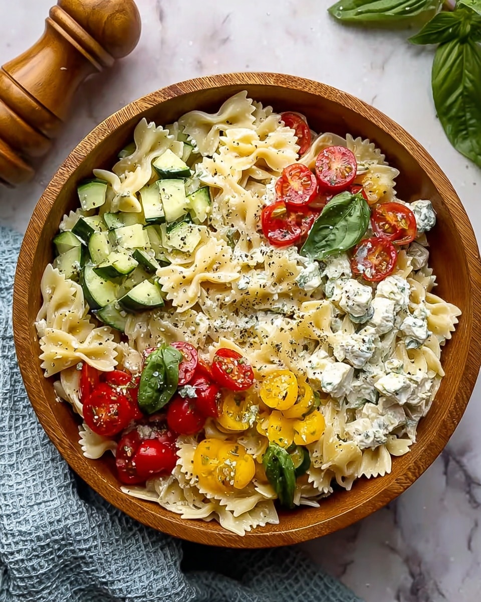 High Protein Cottage Cheese Pasta Salad Recipe