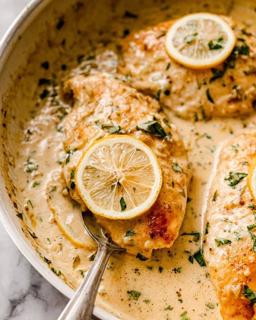 Pan-Fried Tilapia with Lemon Garlic Cream Sauce Recipe