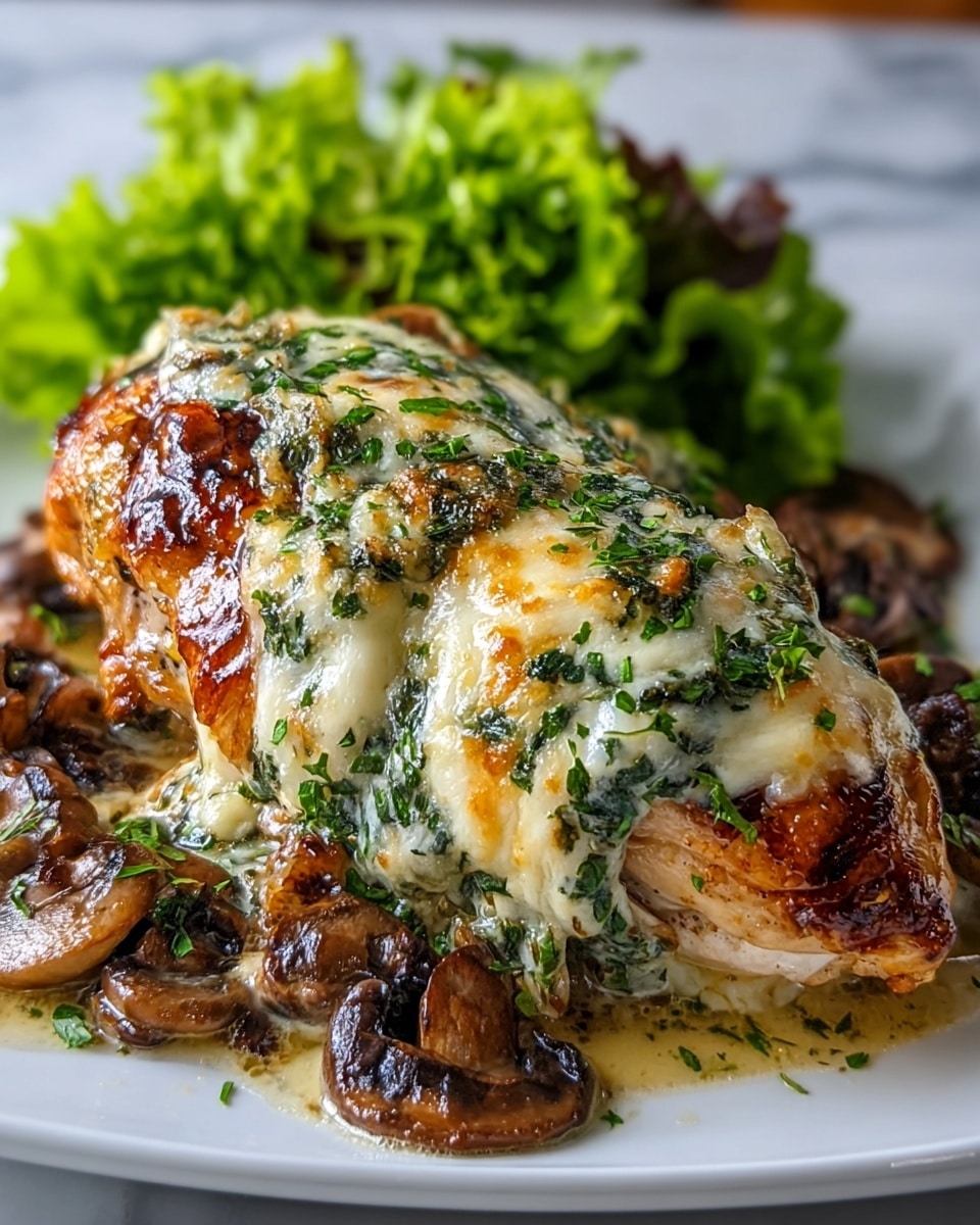 Cheesy Garlic Butter Mushroom Stuffed Chicken Recipe