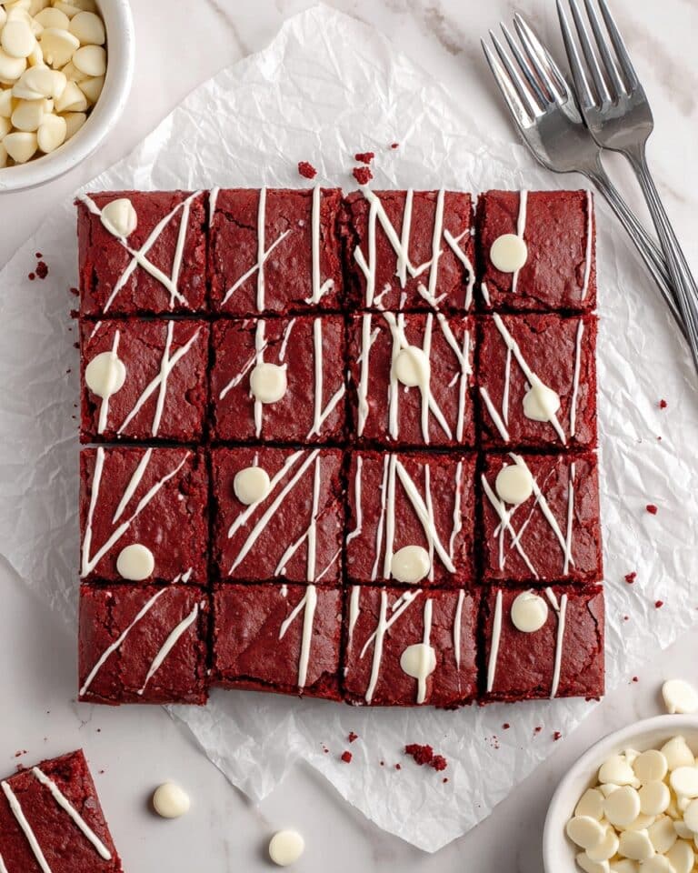 Red Velvet Brownies with White Chocolate Drizzle Recipe