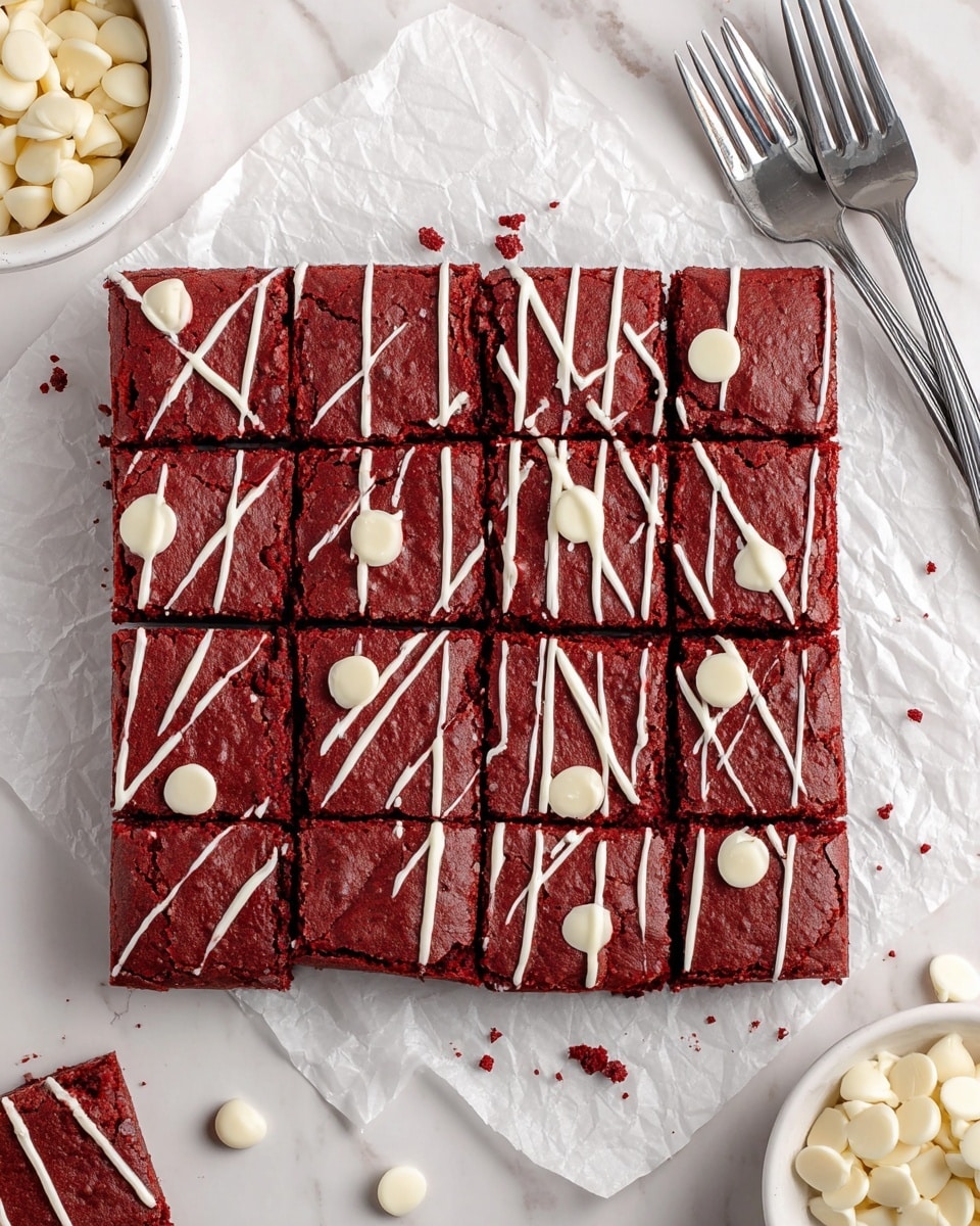 Red Velvet Brownies with White Chocolate Drizzle Recipe