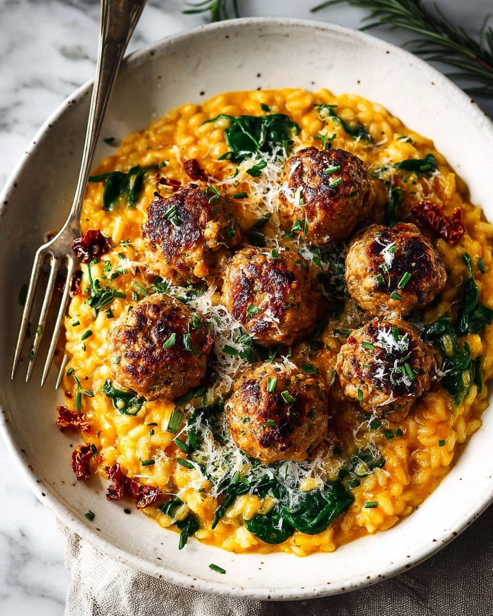 Rosemary Chicken Meatballs with Tomato Orzo Recipe