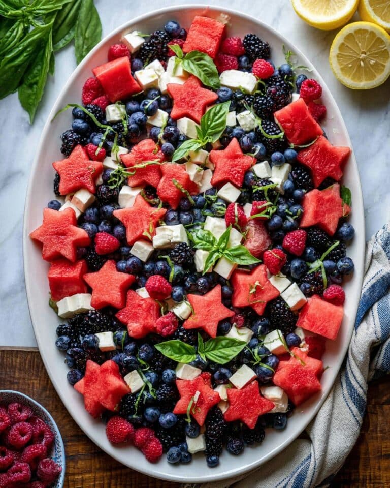 Watermelon Blueberry Salad with Fresh Basil and Mozzarella Recipe