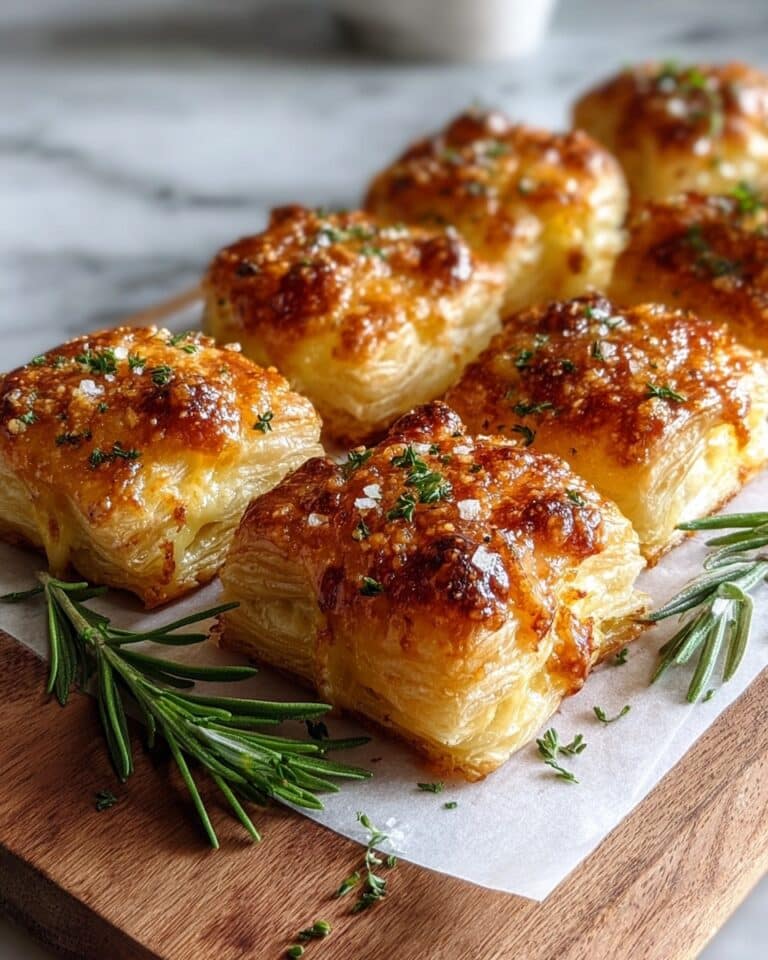 Warm Brie-Stuffed Puff Pastry Bites with Hot Honey & Rosemary Recipe