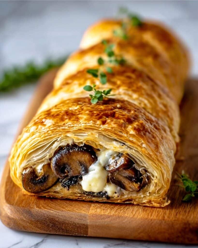 Savory Mushroom & Gruyère Puff Pastry Braid Recipe