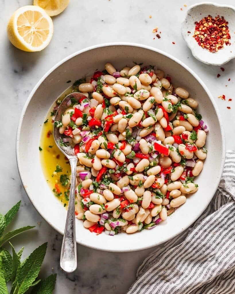 Marinated White Beans with Fresh Herbs and Roasted Red Peppers Recipe