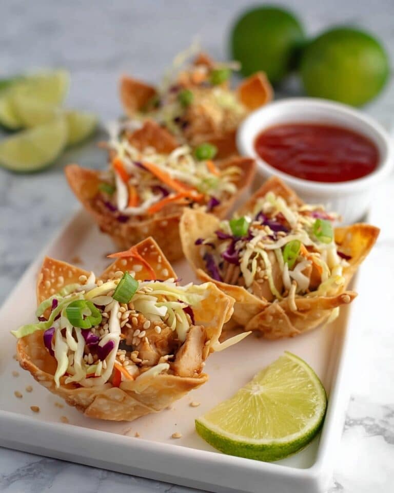 Chicken Wonton Tacos with Sweet Chili and Sesame Seeds Recipe