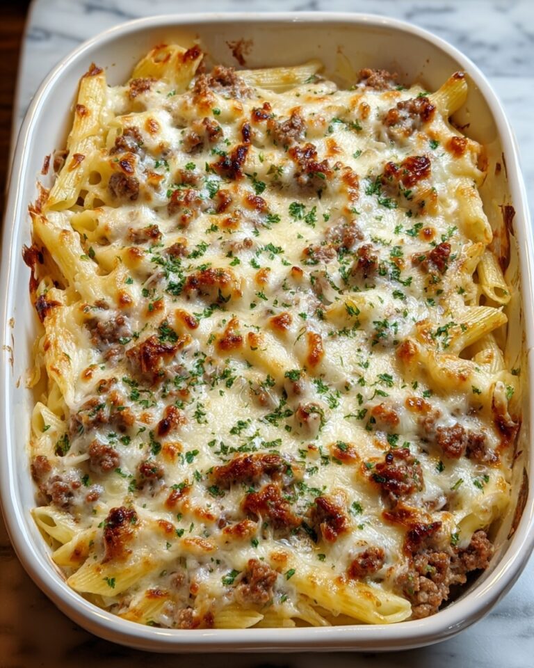 Creamy Beef Alfredo Ziti Casserole Recipe
