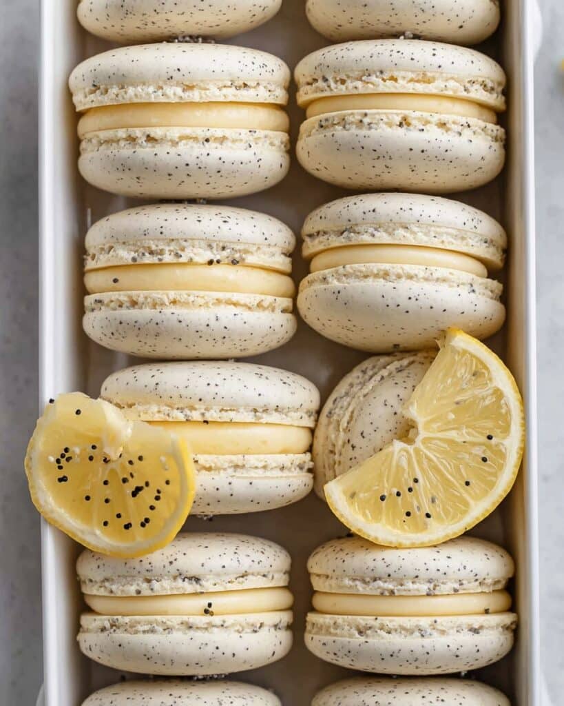 Lemon Poppy Seed Macarons with Whipped Lemon Curd Filling Recipe