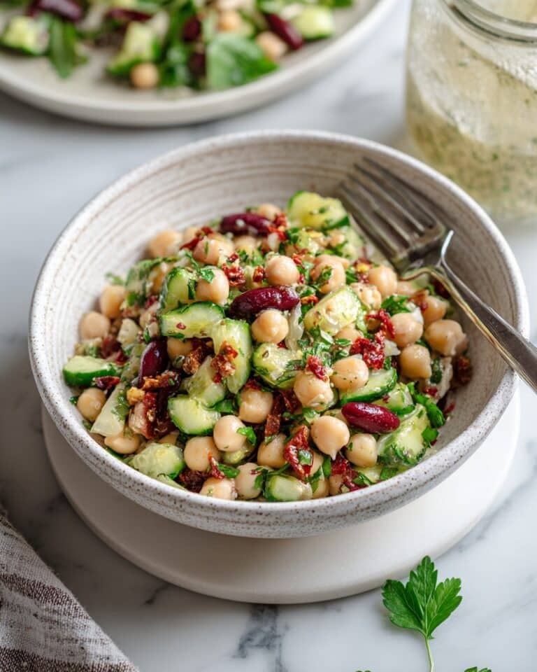 Mediterranean Three Bean Salad (High Protein, High Fiber) Recipe