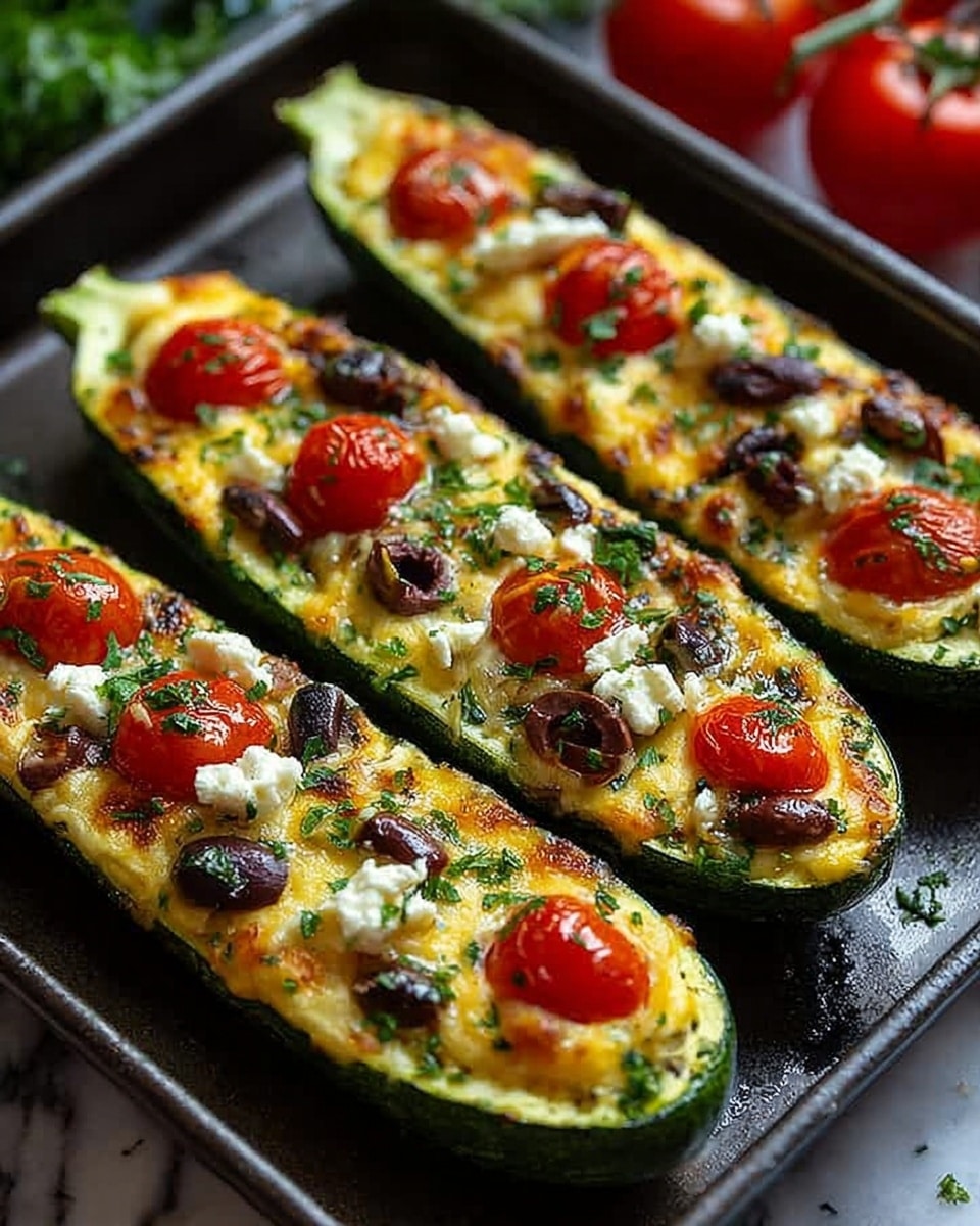A close-up view of a black skillet filled with a colorful mix of cooked vegetables, including halved red and yellow cherry tomatoes, thick chunks of green zucchini, chopped purple onions, and whole brown olives, all sprinkled with black pepper. The vegetables show a slight shine, indicating they have been sautéed. The background features a white marbled texture. Photo taken with an iphone --ar 4:5 --v 7