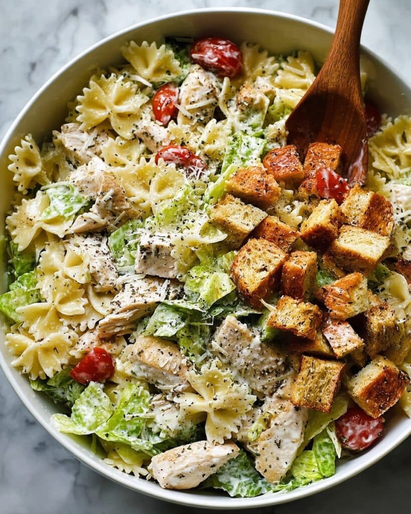 Easy Chicken Caesar Pasta Salad Recipe